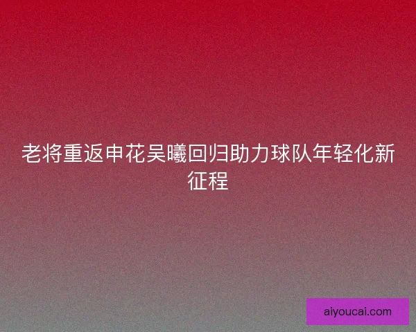 老将重返申花吴曦回归助力球队年轻化新征程